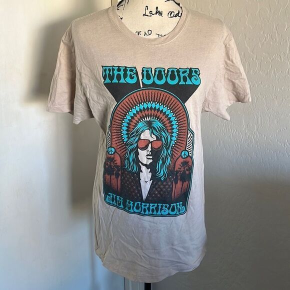 Tops - The Doors Jim Morrison Tan Colored Graphic Shirt